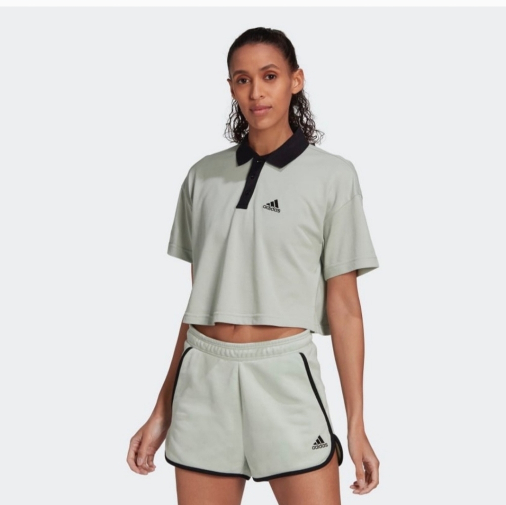 Adidas Cropped Pique Polo Shirt